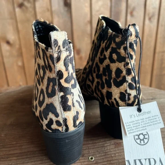 LEOPARD Genuine Cowhide & Leather Bootie TREND ankle boot used - Picture 9 of 14